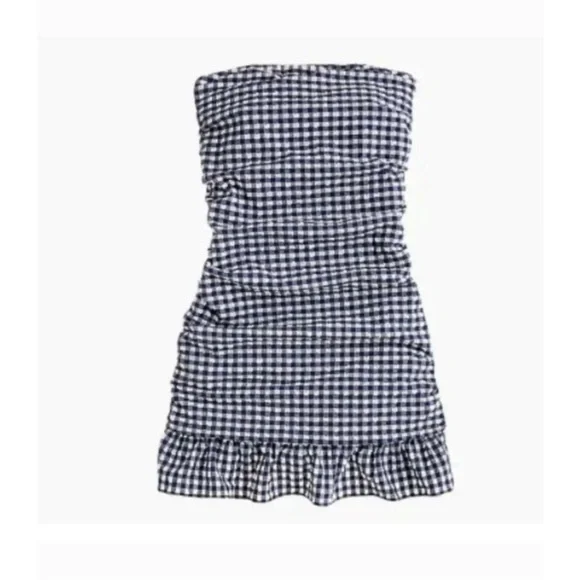 J. Crew ๐๏ธ Blue & White Gingham Retro Style beach swimsuit bathing suit skirt 6 - Picture 4 of 12